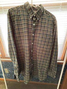 Duluth Trading Co Green Plaid Button-Down Shirt